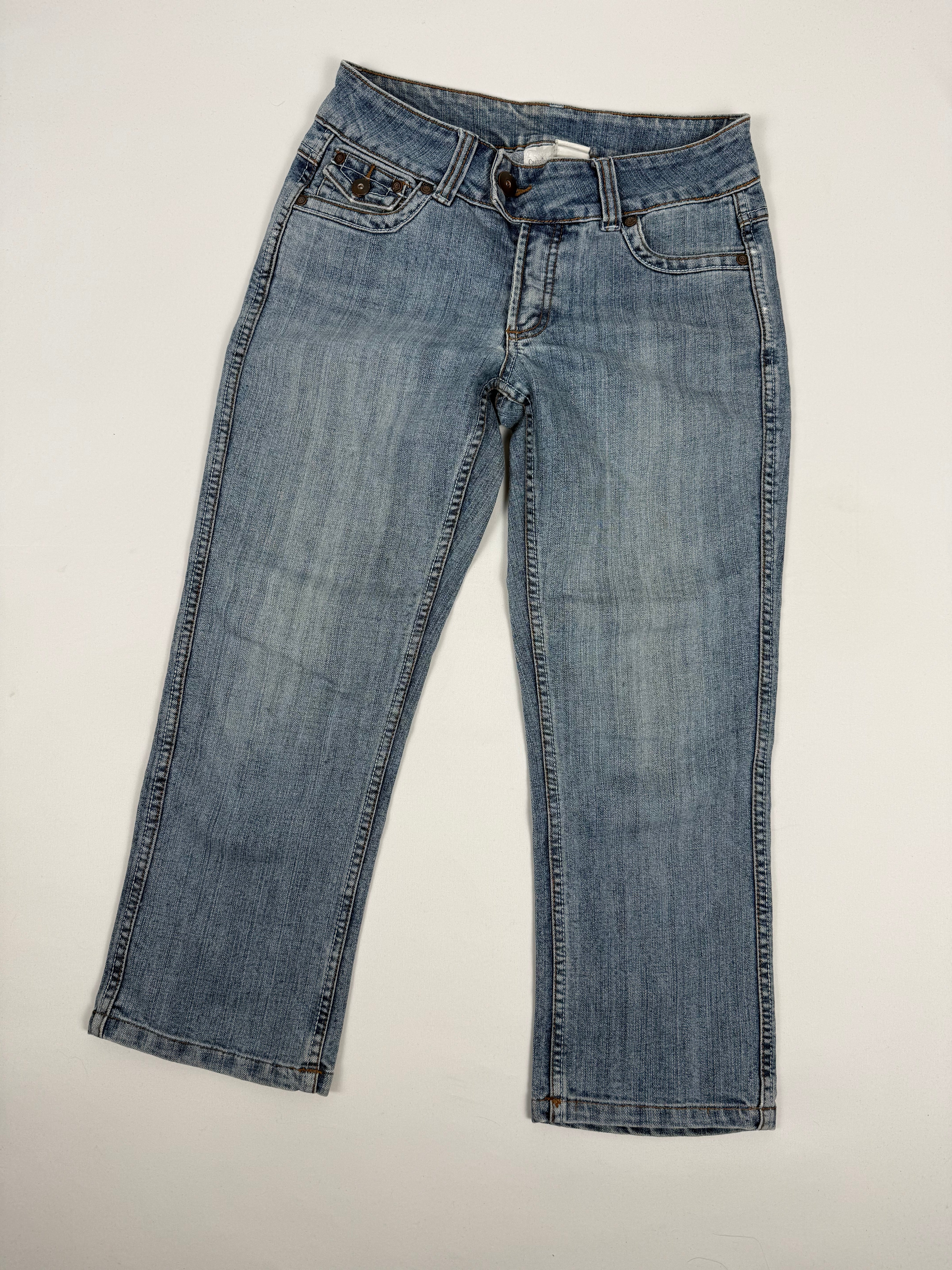 Blue denim low rise capri pants (XS)