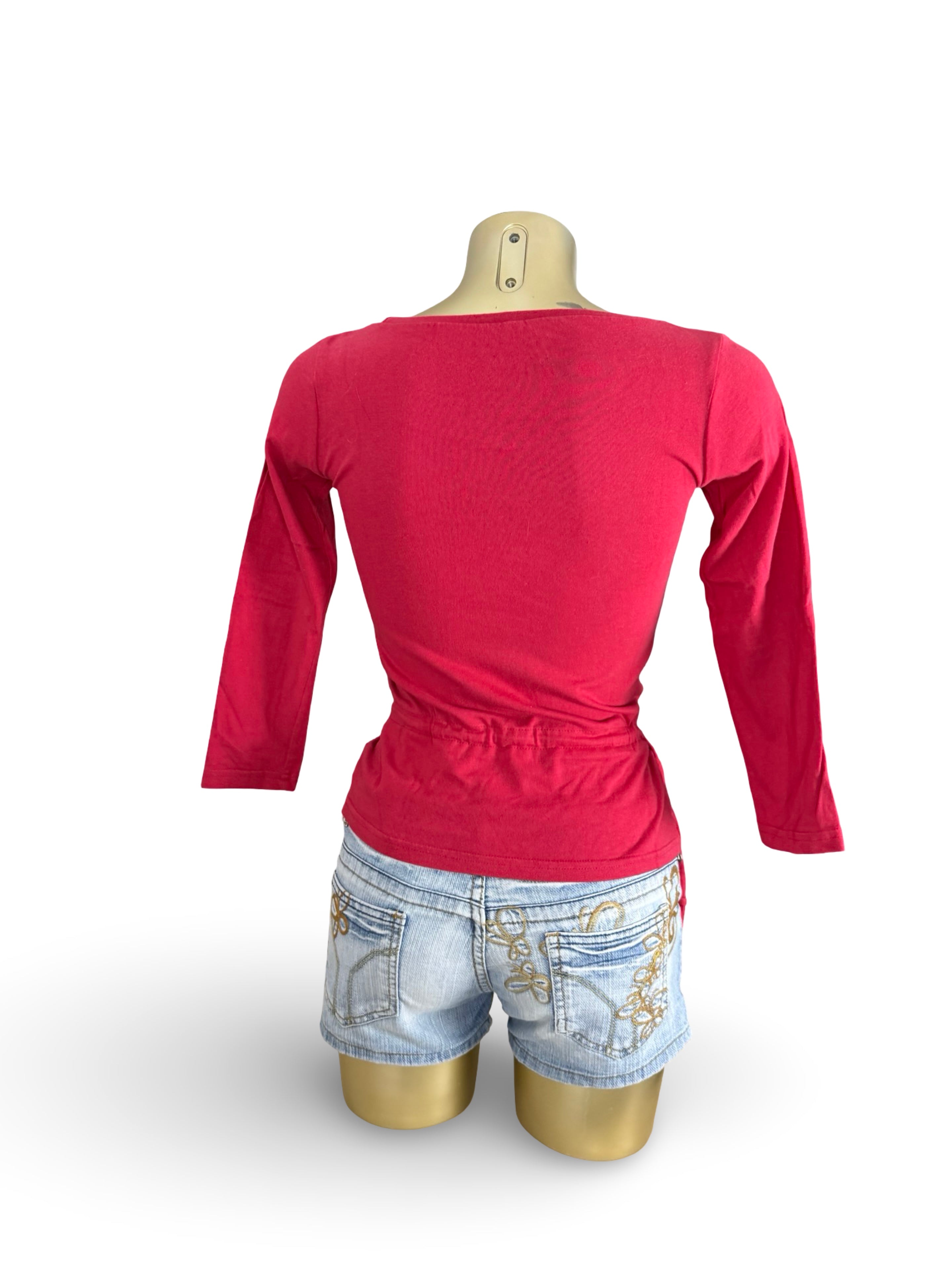 Red graphic long sleeves top (XXS/XS)