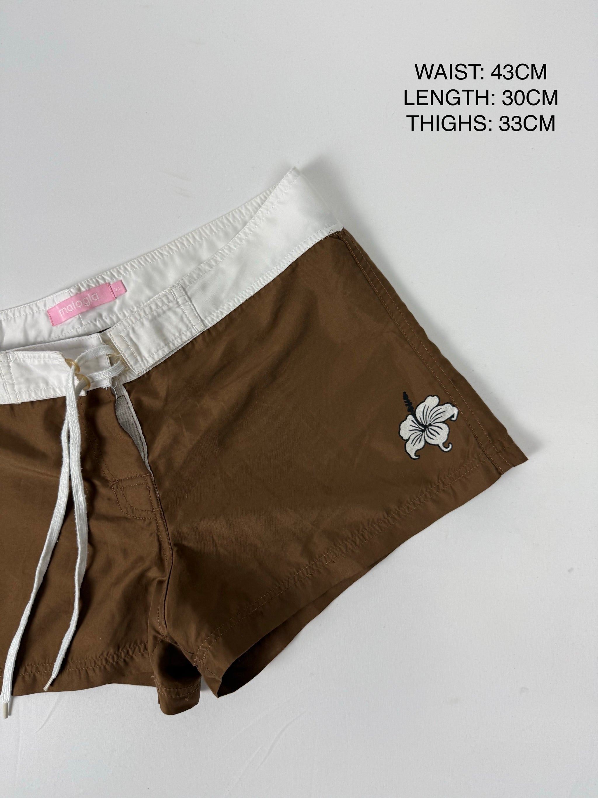 Brown beachwear low rise mini short (XL)
