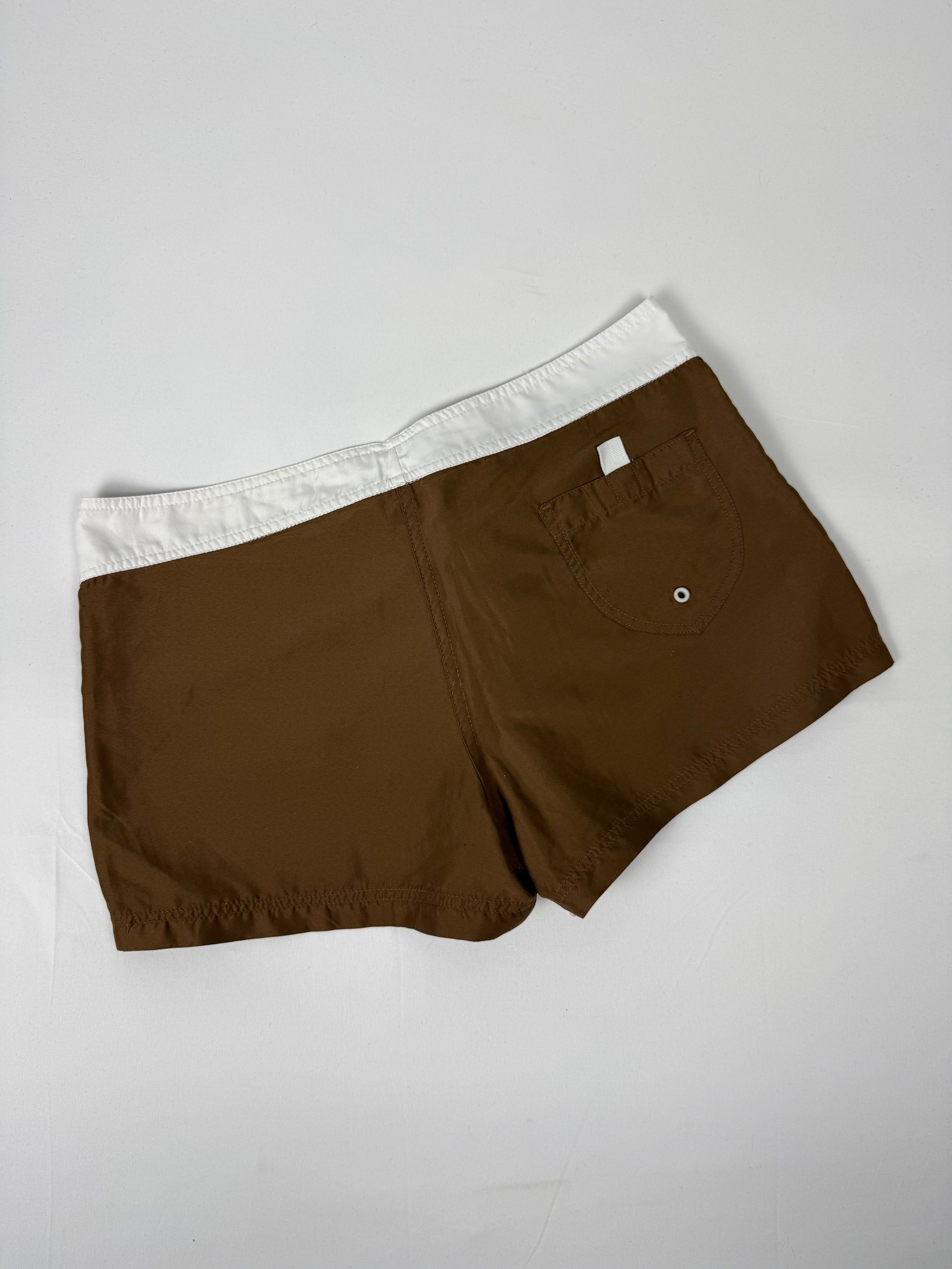 Brown beachwear low rise mini short (XL)