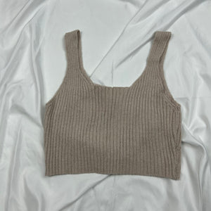 Beige super stretchy & soft knitted crop top (S/M)