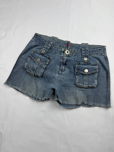 Blue denim low rise mini short (S)