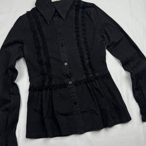 Black office siren tight fit 100% cotton shirt (XS/S)