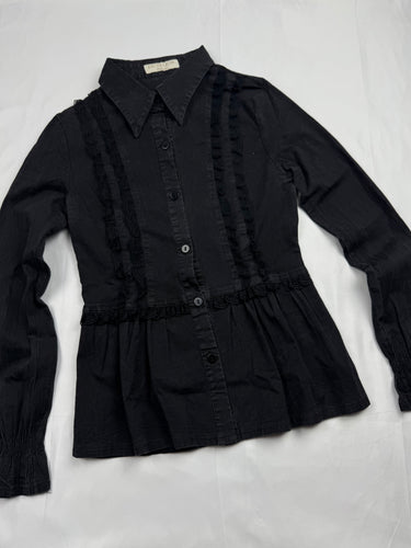 Black office siren tight fit 100% cotton shirt (XS/S)