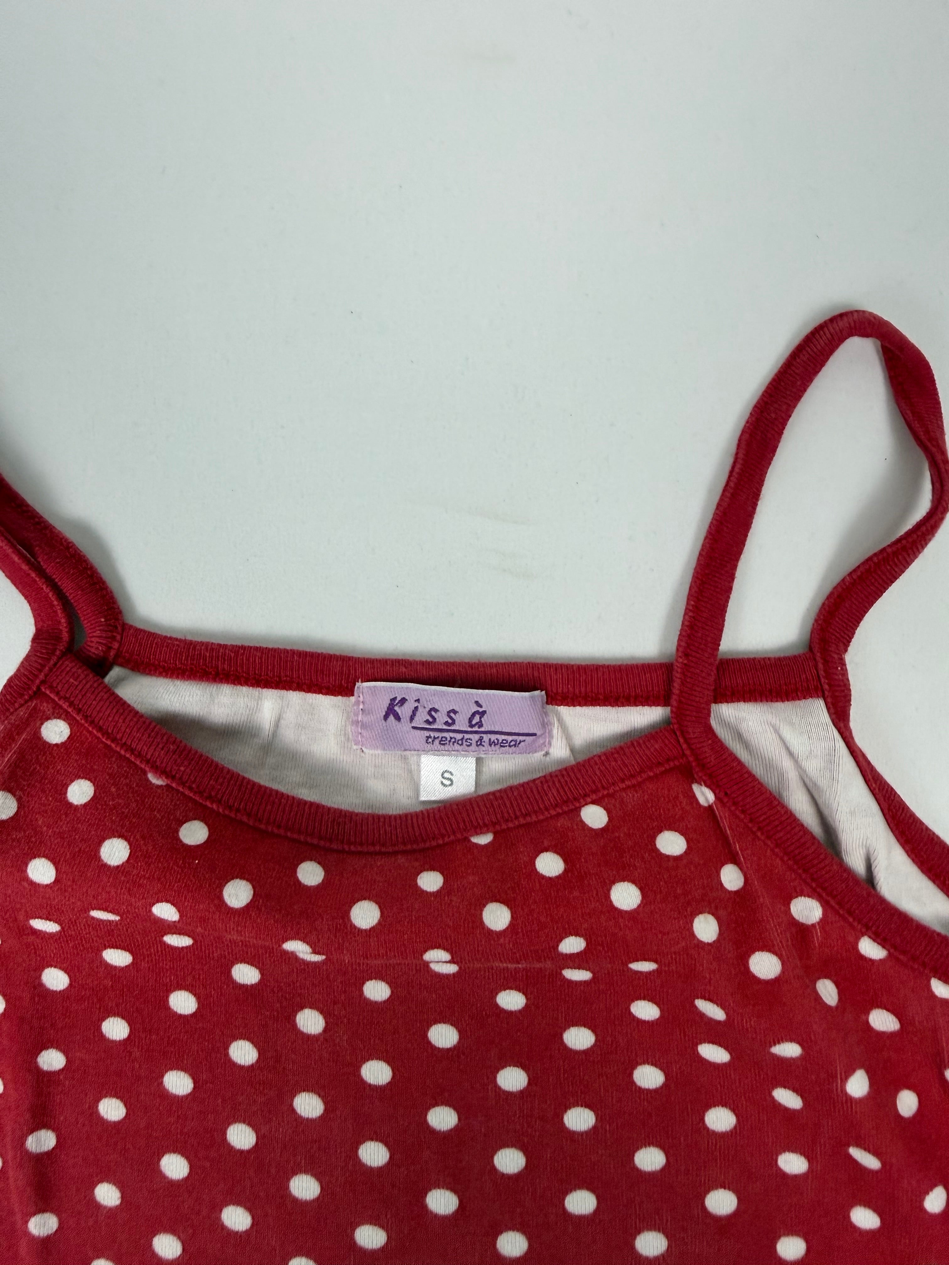 Red polka dots cami top (S)