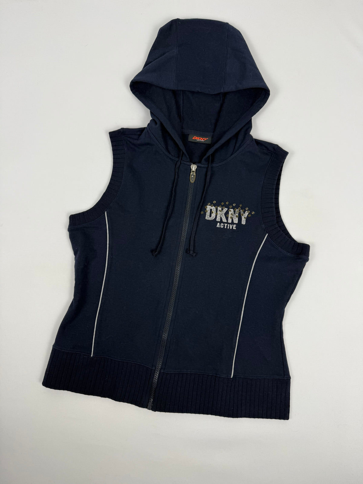 Navy cotton sleeveless zip up hoodie (XL)