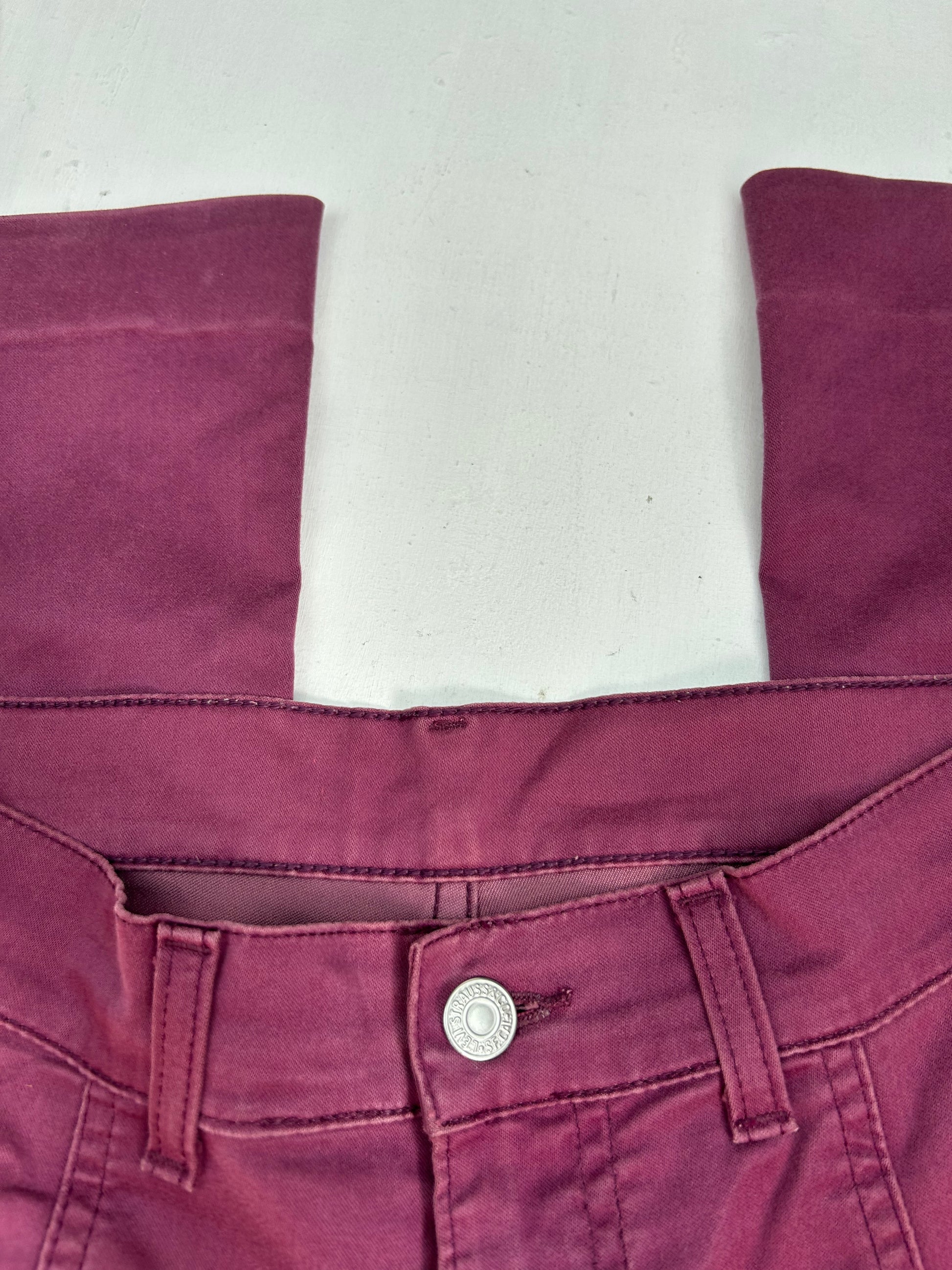 Purple low waist denim flare pants (XS)