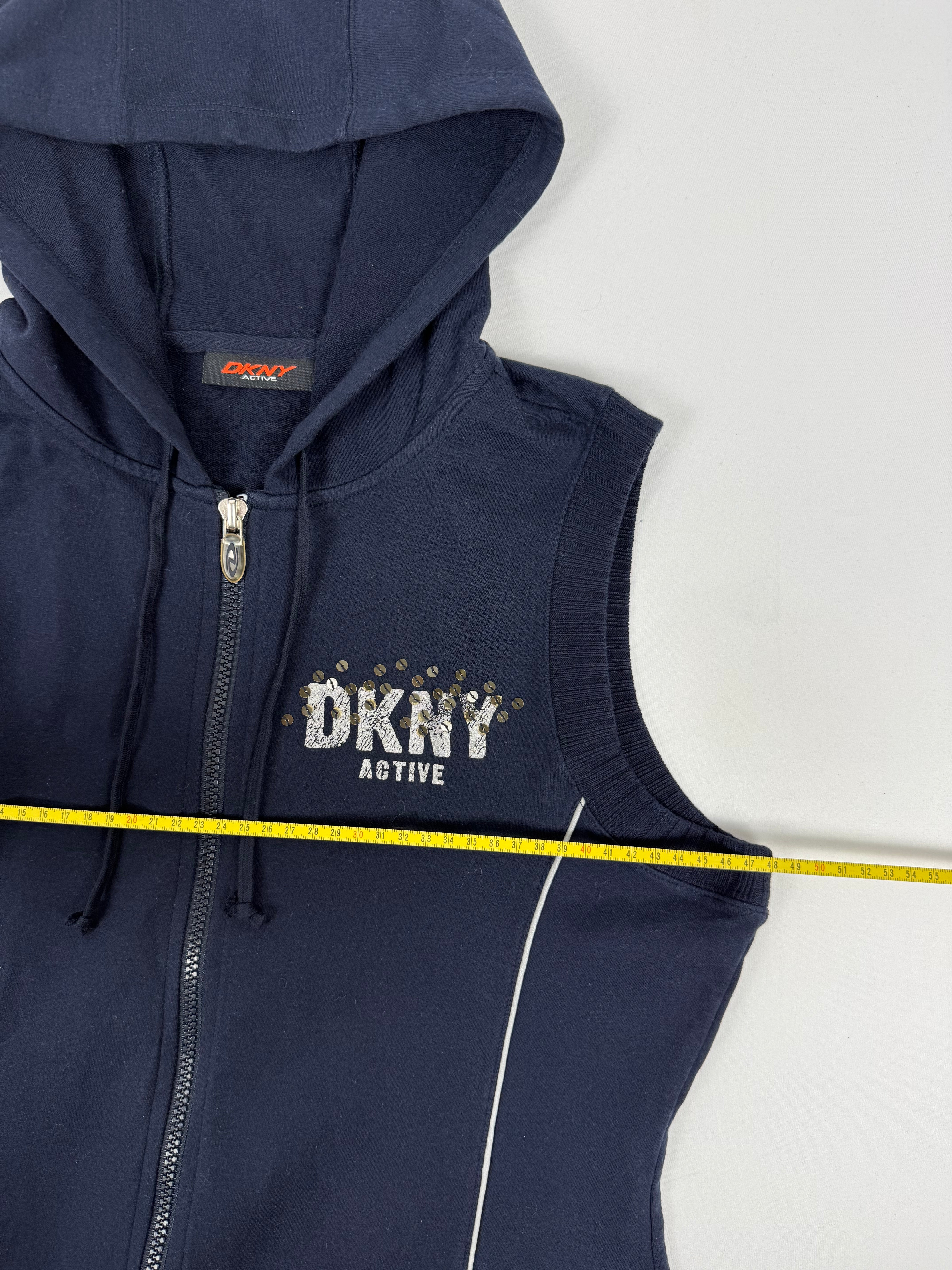 Navy cotton sleeveless zip up hoodie (XL)