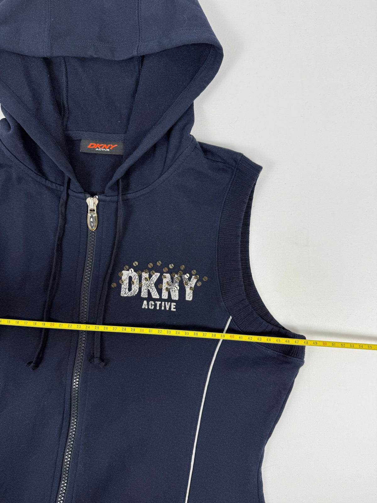 Navy cotton sleeveless zip up hoodie (XL)