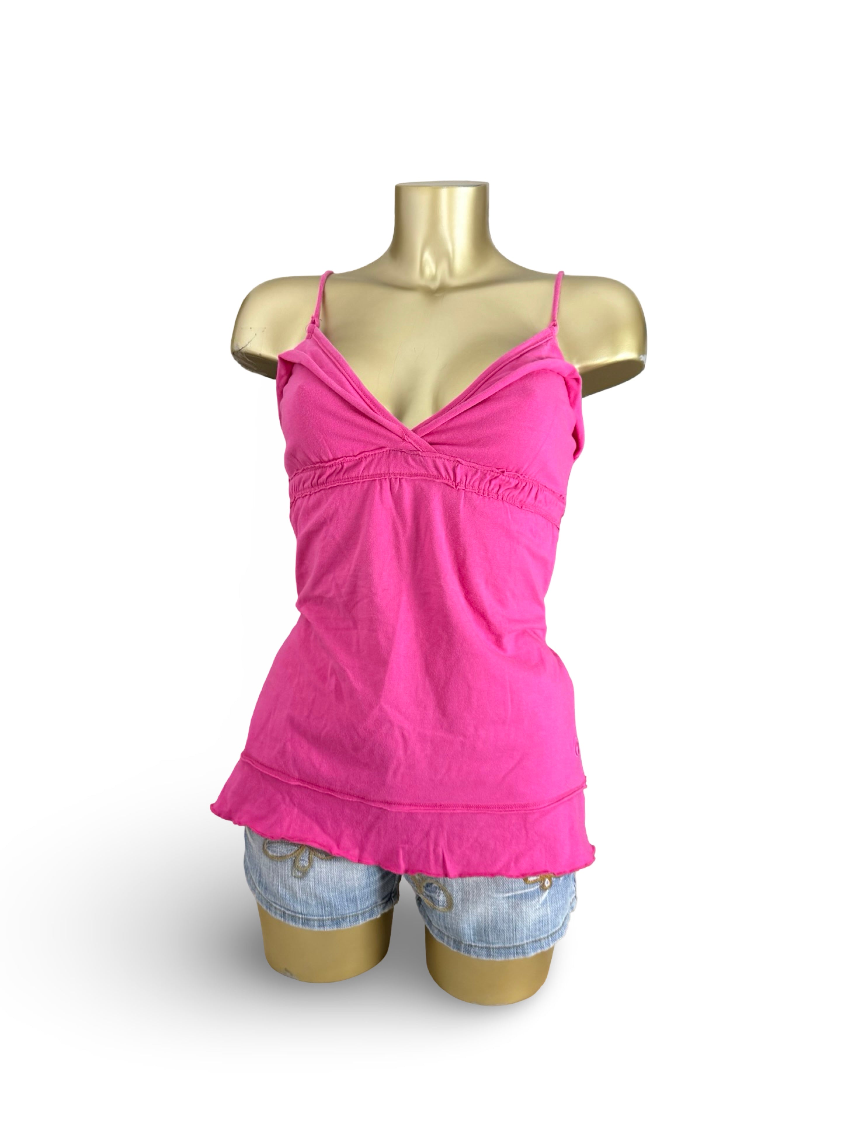 Pink 100% cotton tie up top (M)