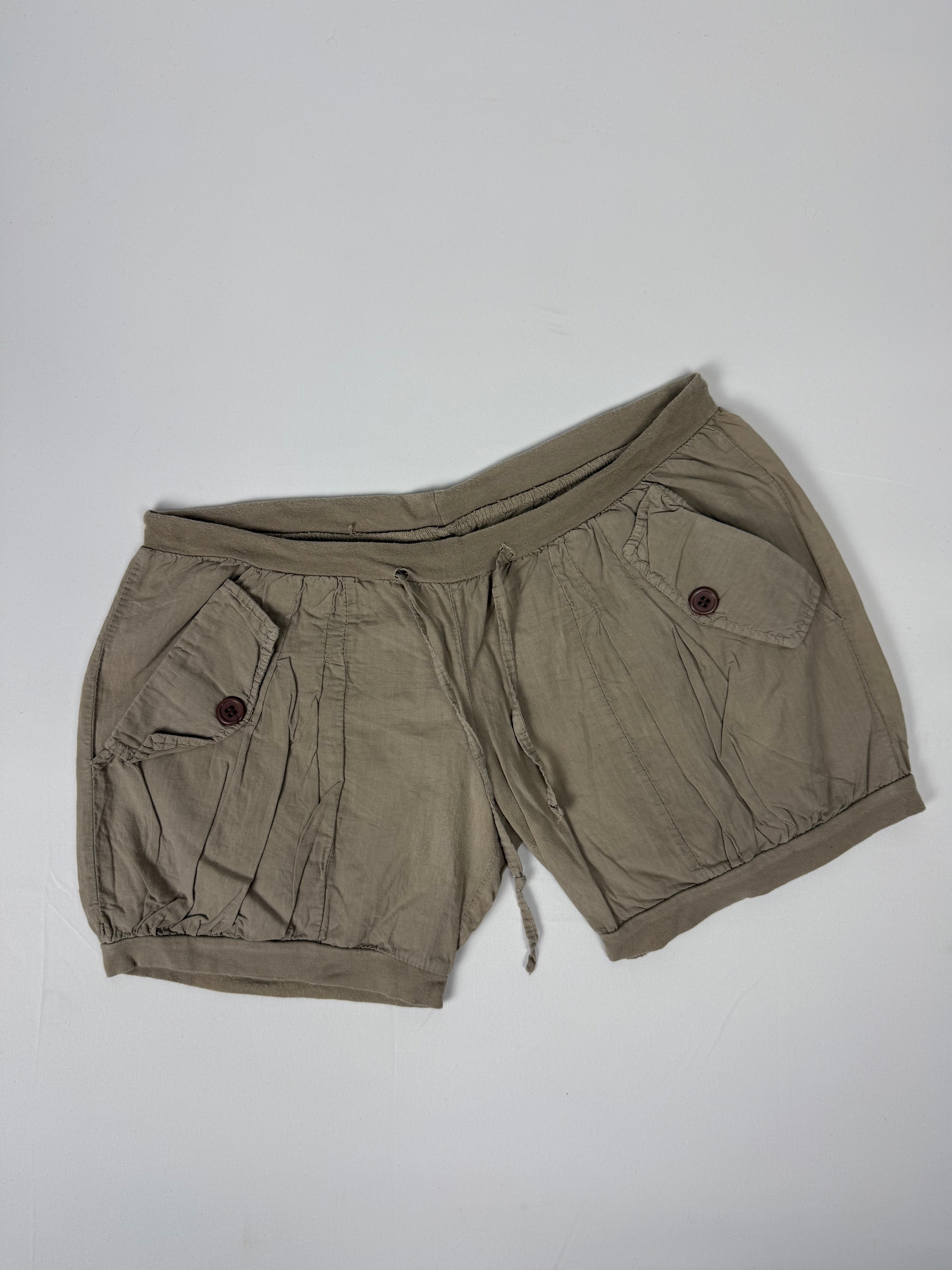 Khaki cotton low rise mini short (M)