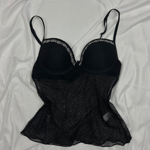 Black mesh corset babydoll  top (S)