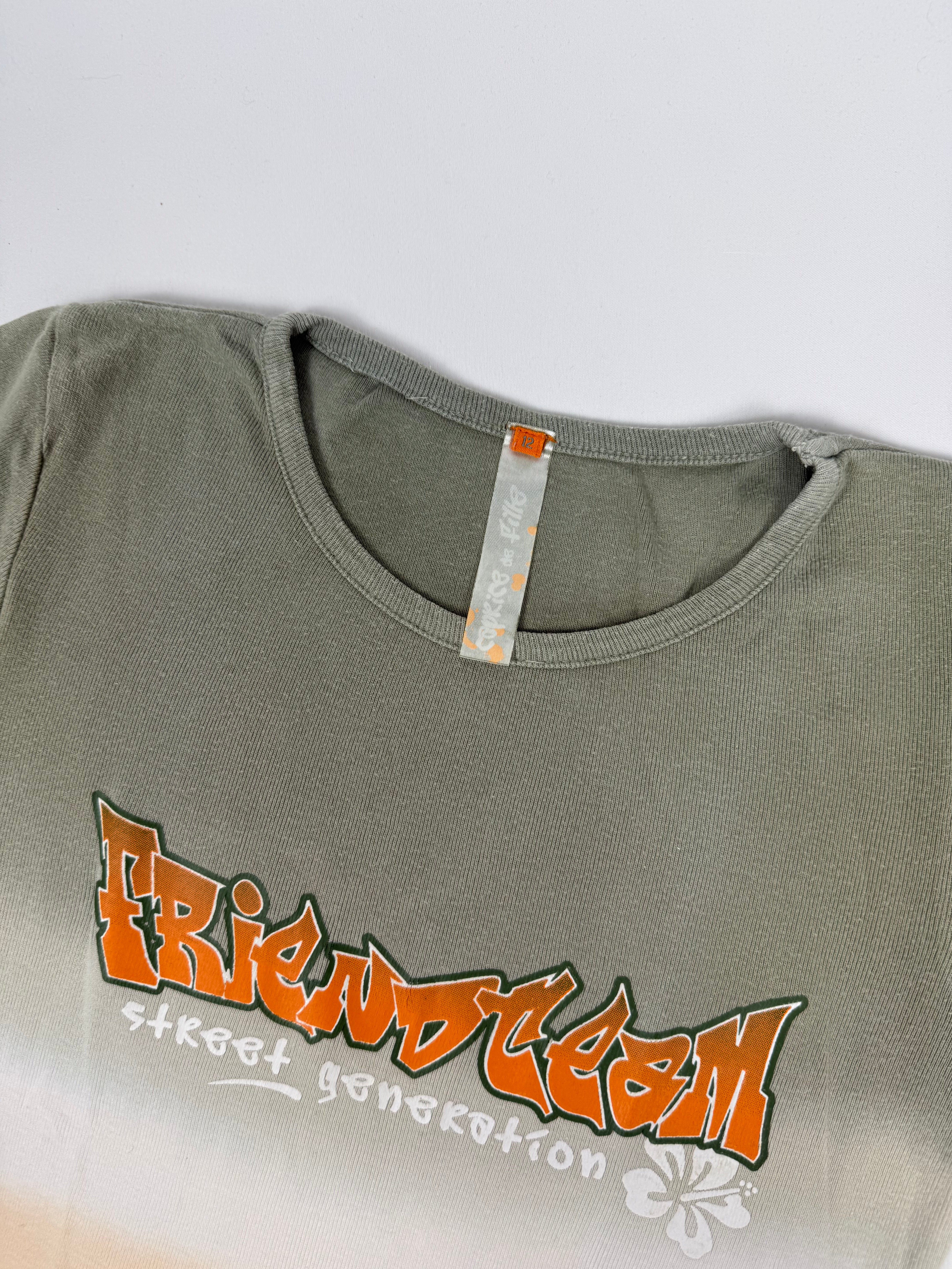 Khaki & orange cotton tee (XS)