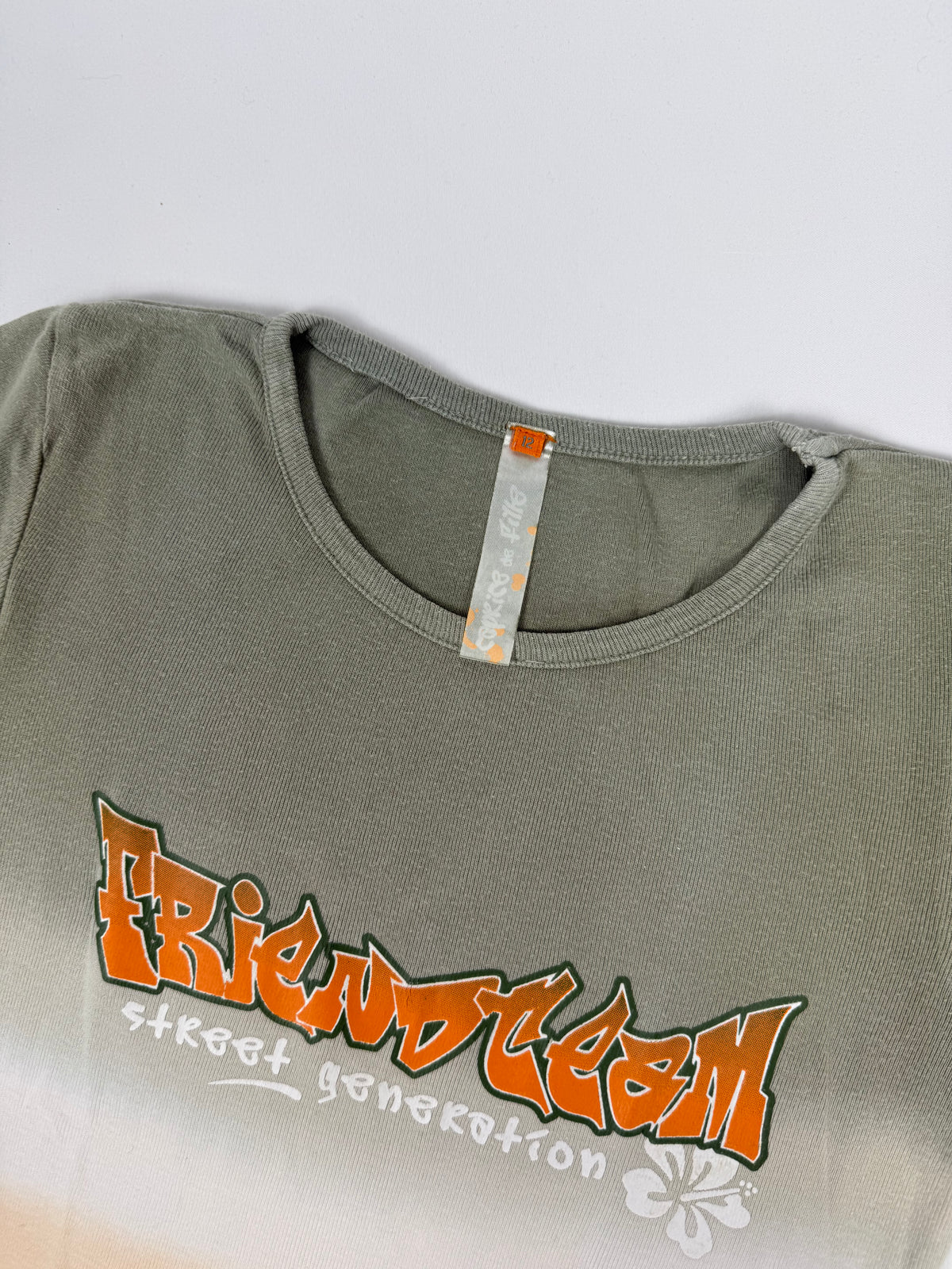 Khaki & orange cotton tee (XS)