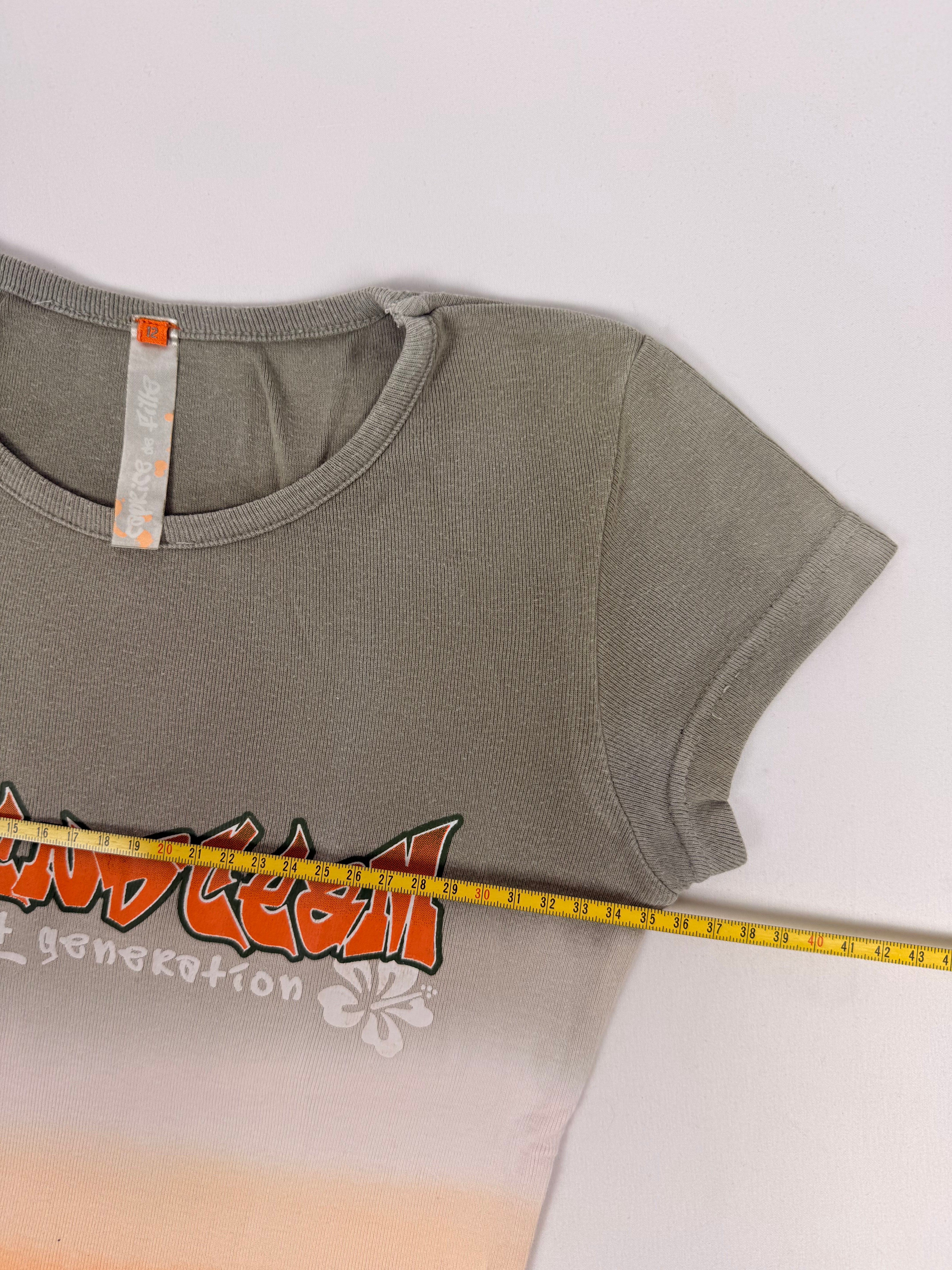 Khaki & orange cotton tee (XS)