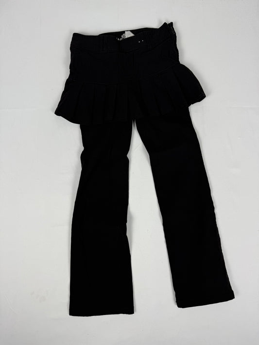 Black stretchy low rise 2 in 1 mini skirt flare pants (XXS/XS)