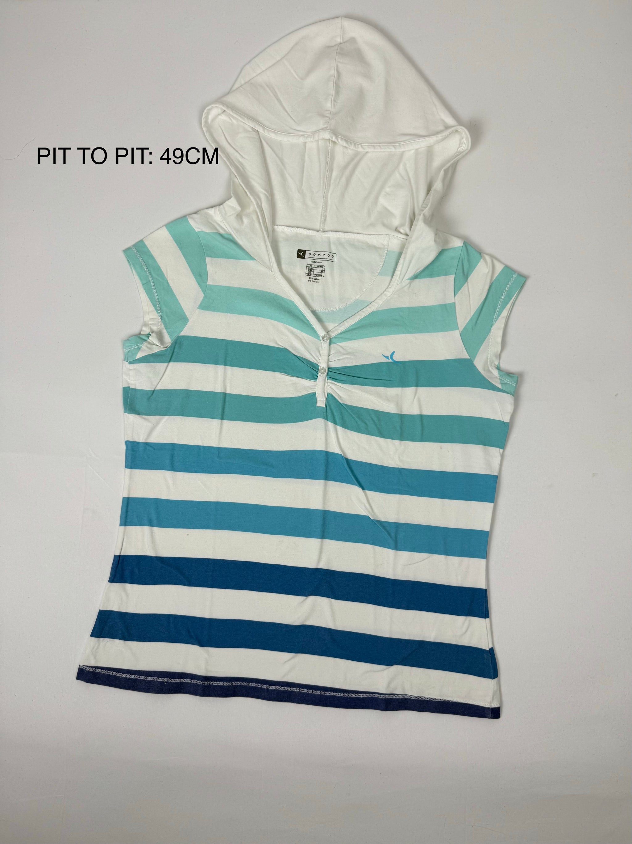 Blue striped hooded cotton tee (XL)