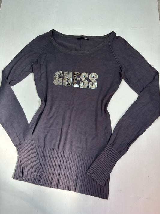 Grey sequins logo jumper (S)