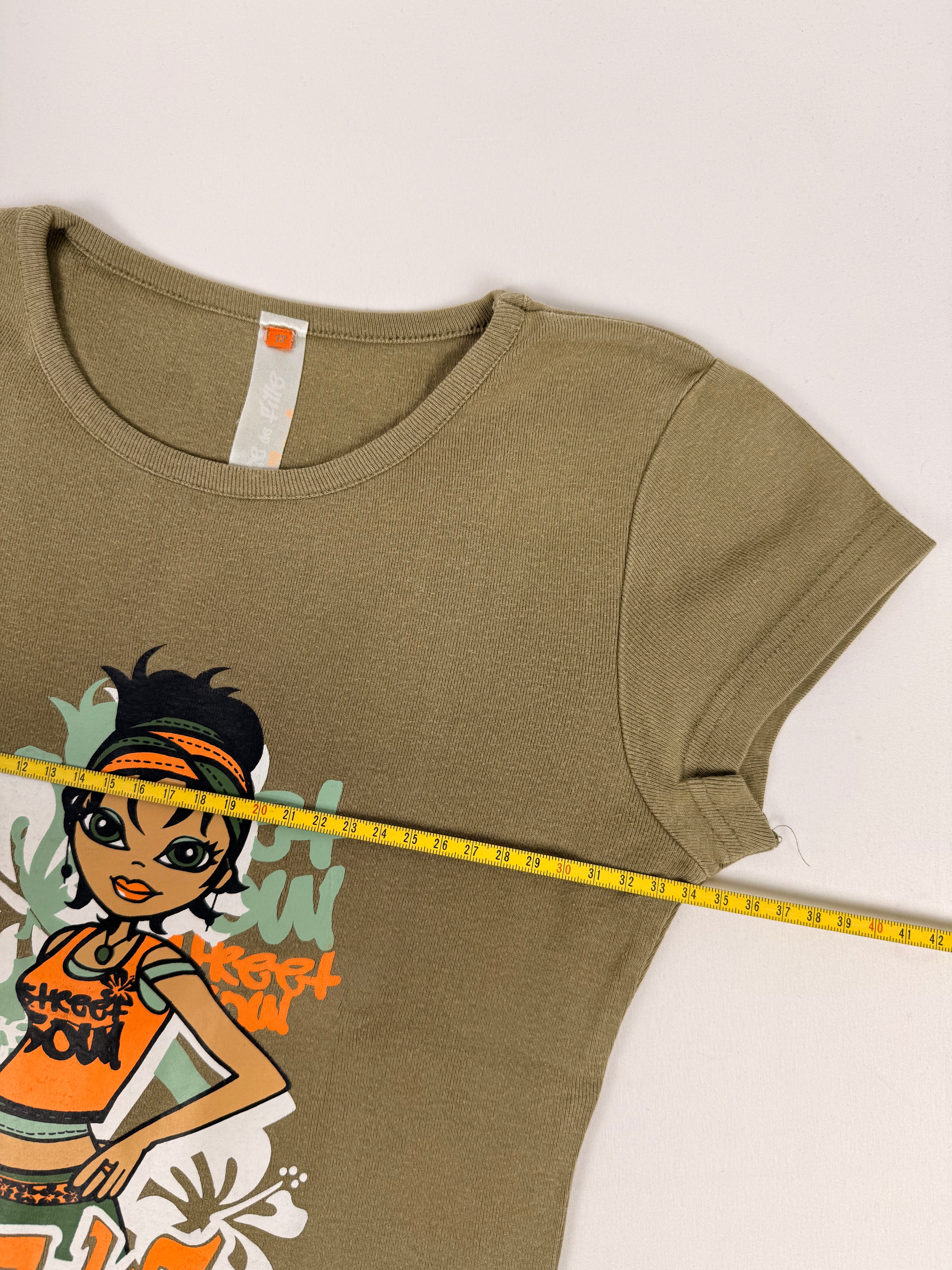 Khaki graphic cotton tee (XS)