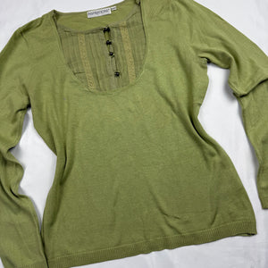 Green real silk round neck jumper (M/L)
