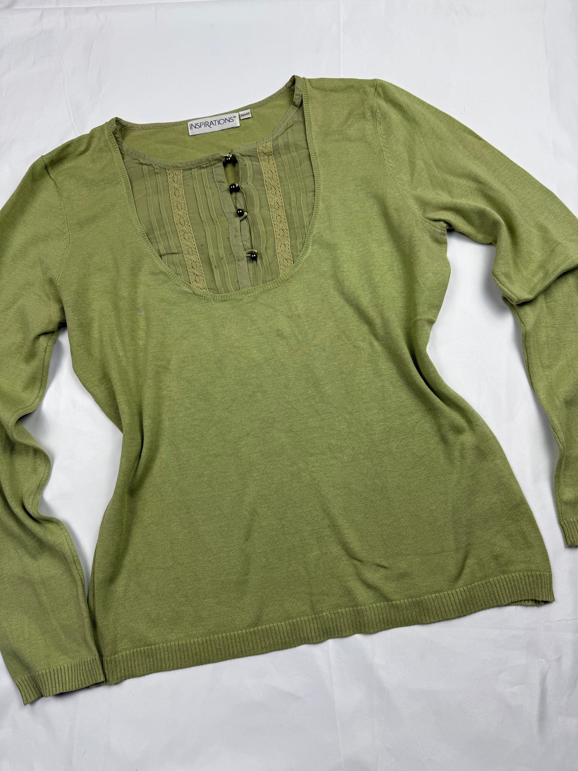 Green real silk round neck jumper (M/L)