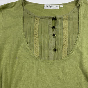 Green real silk round neck jumper (M/L)