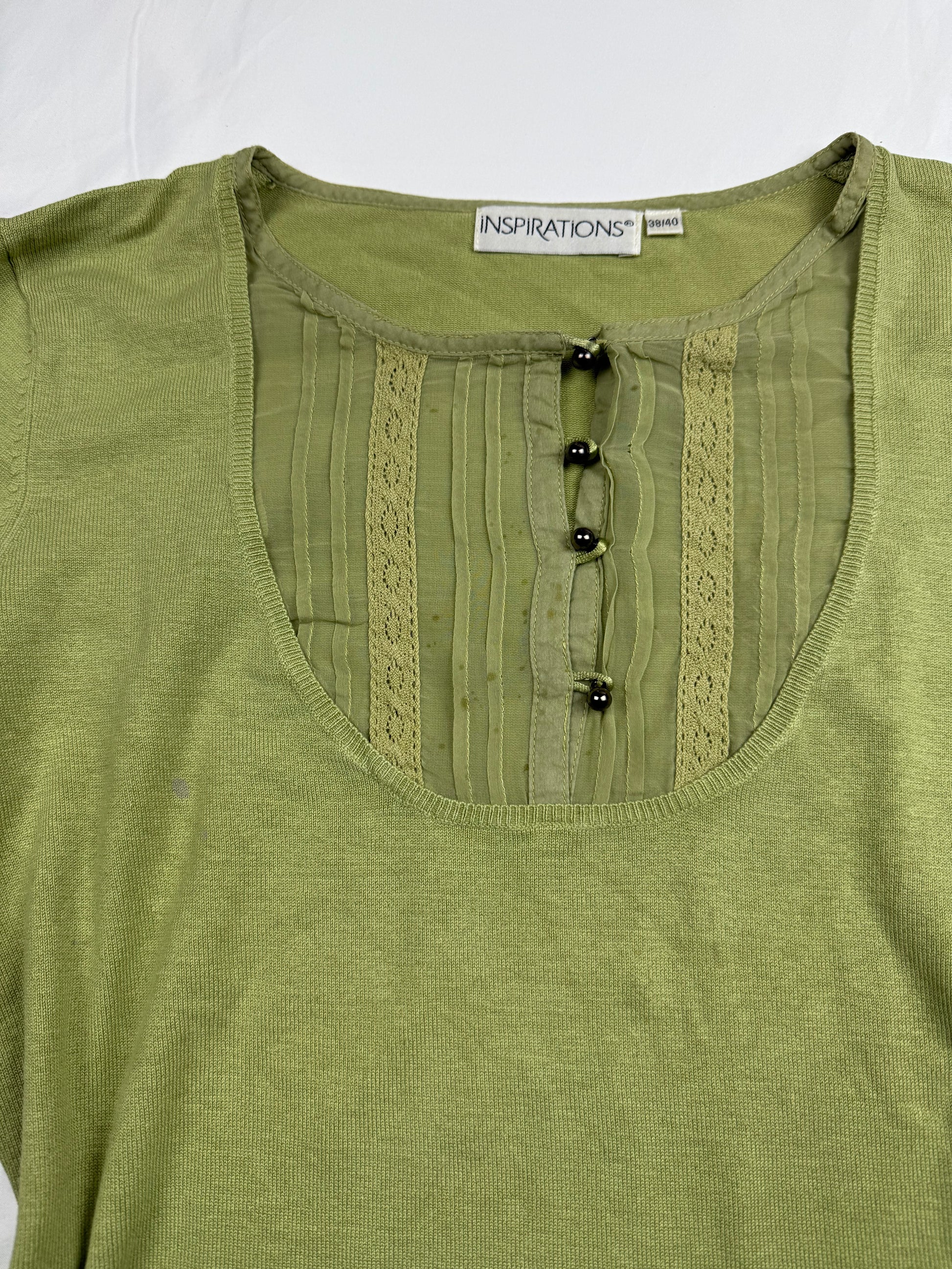 Green real silk round neck jumper (M/L)