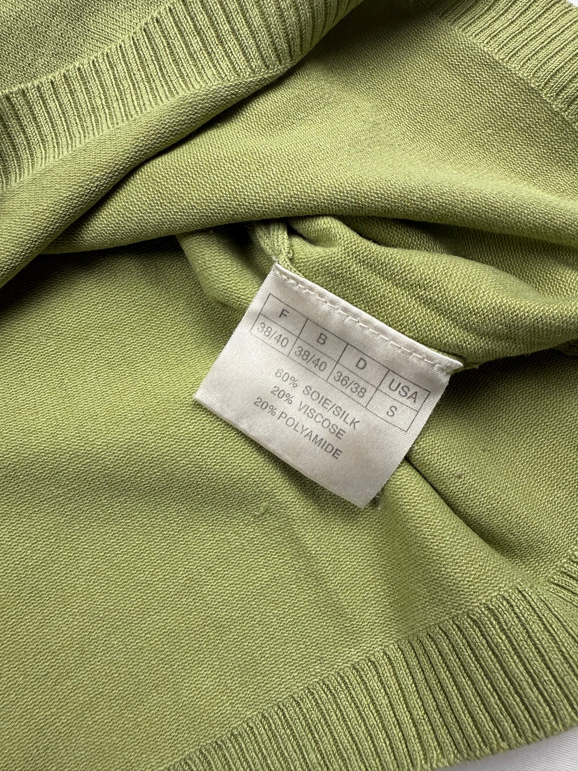 Green real silk round neck jumper (M/L)