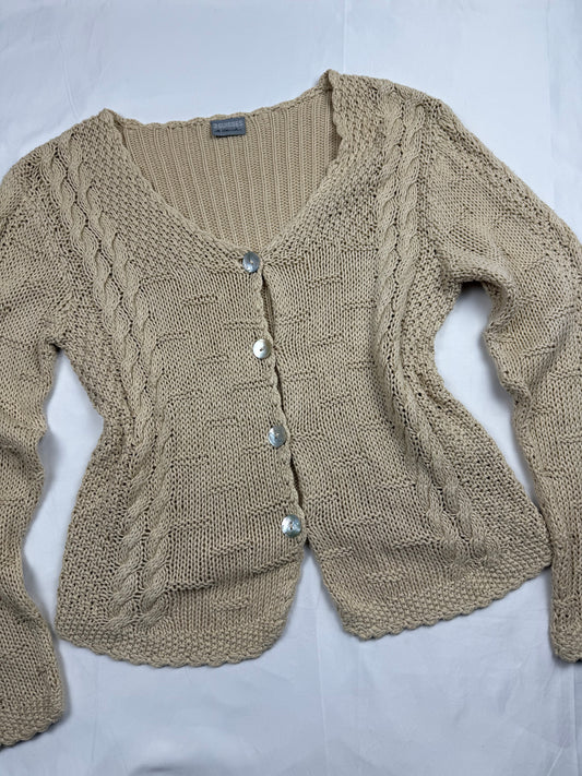Cream beige knitted cardigan jumper (M/L)
