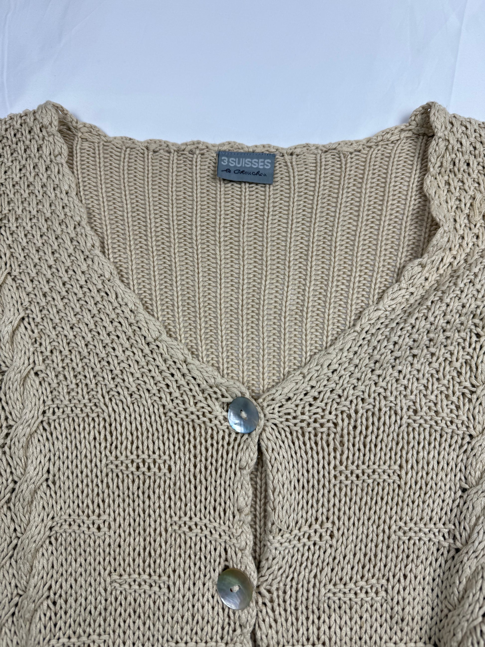 Cream beige knitted cardigan jumper (M/L)