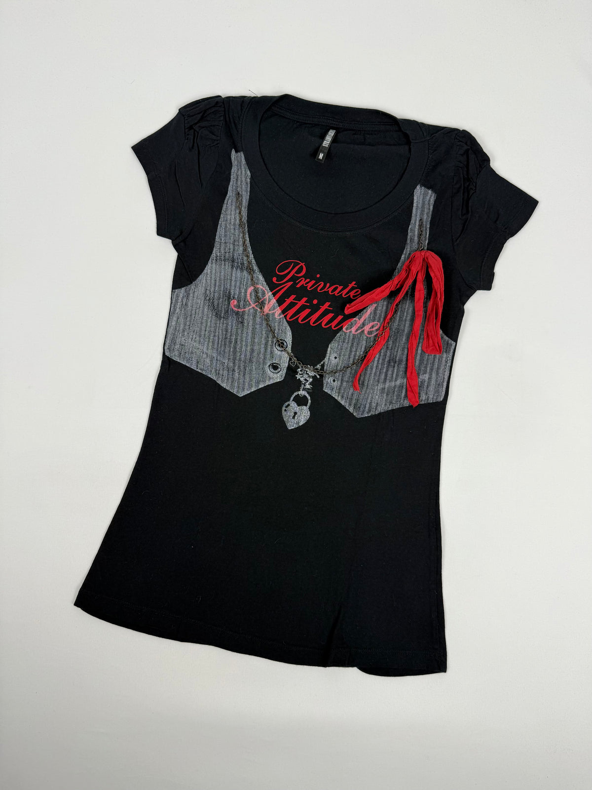 Black graphic cotton tee (S)