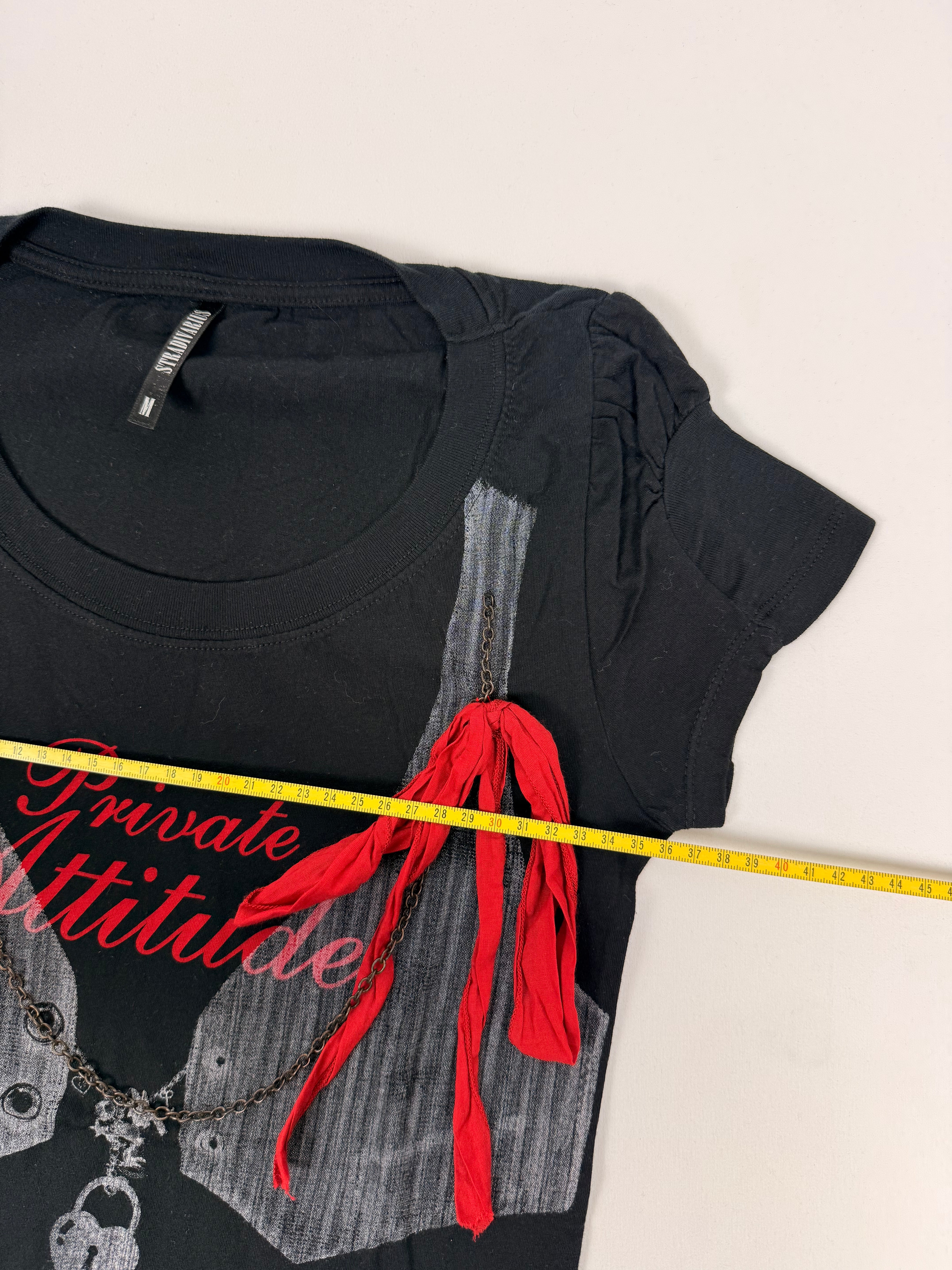 Black graphic cotton tee (S)