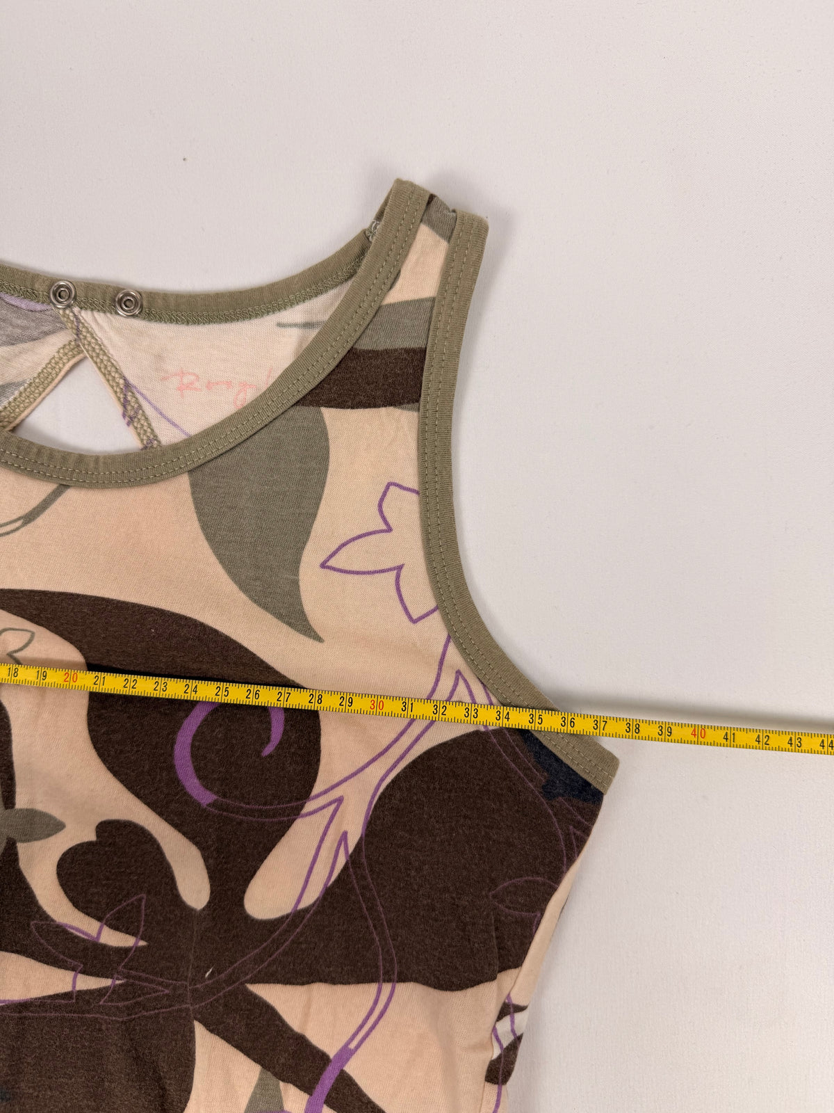 Beige graphic backless cotton top (M)