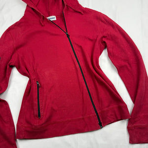 Red cotton tight fit zip up hoodie (S)