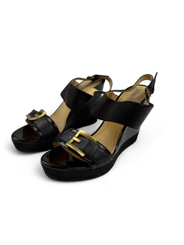 Black real leather wedge heels (39)