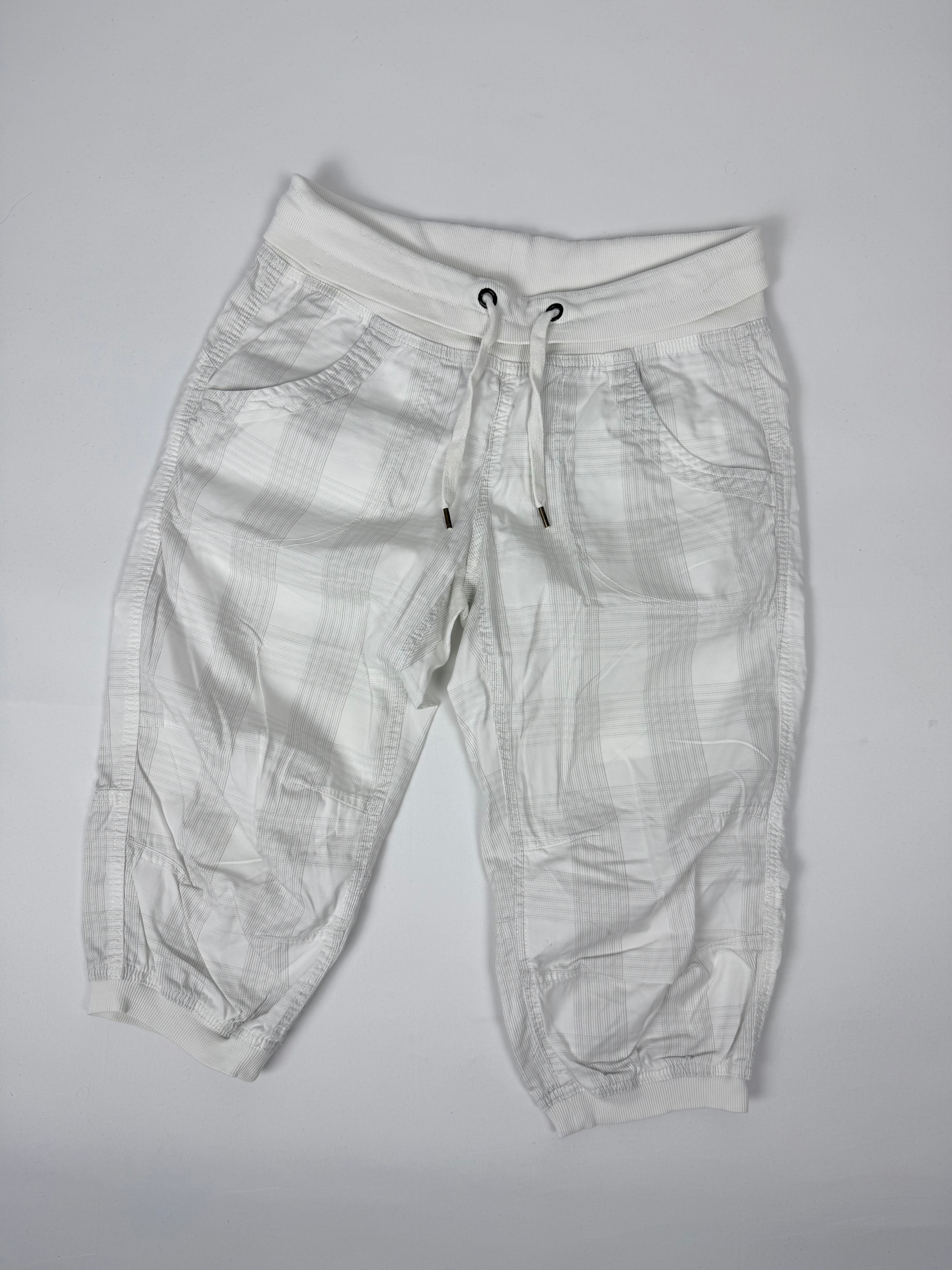 White check print capri pants (M)