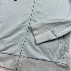 Blue cotton zip up swoosh logo hoodie (S)