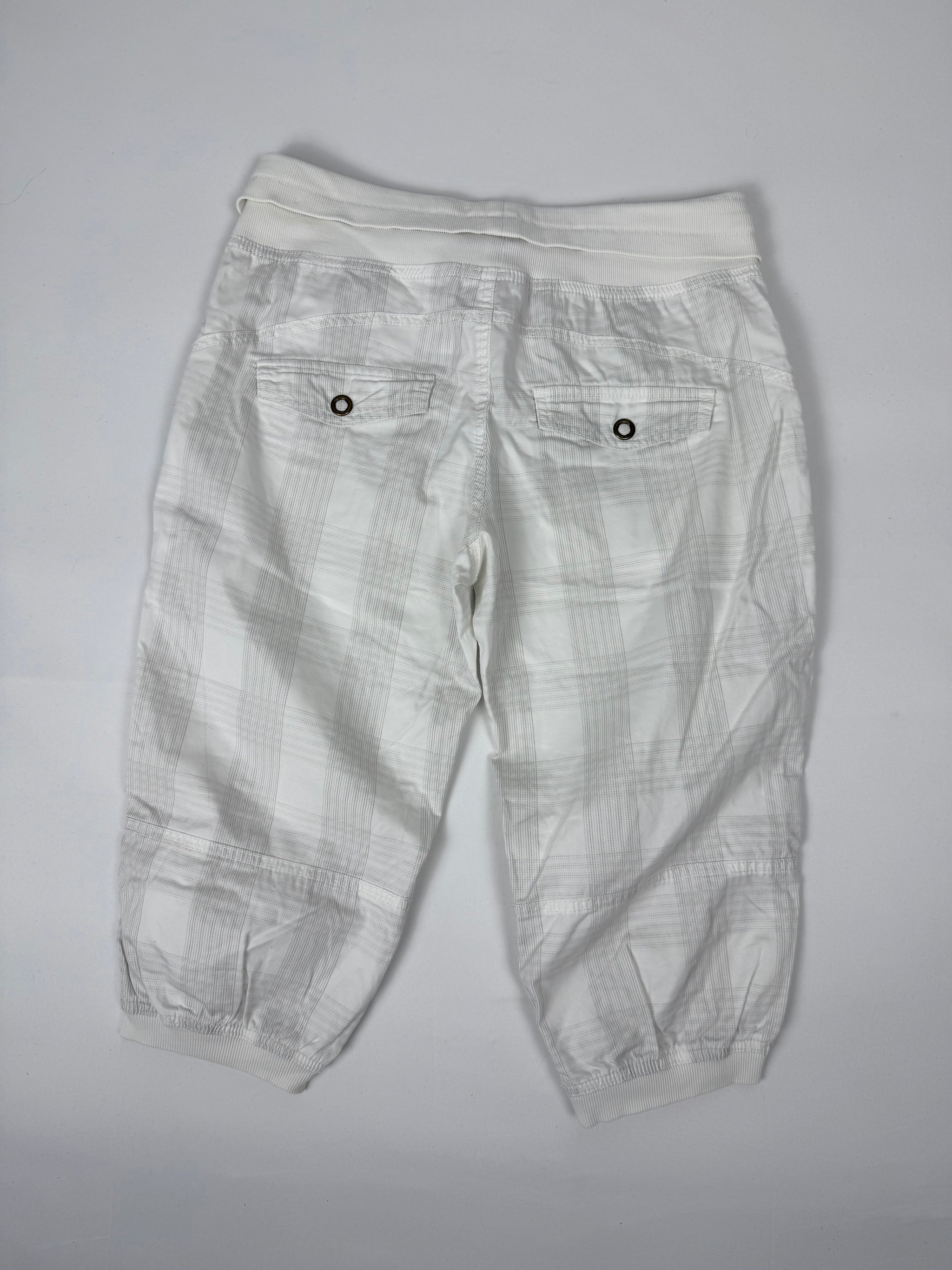 White check print capri pants (M)