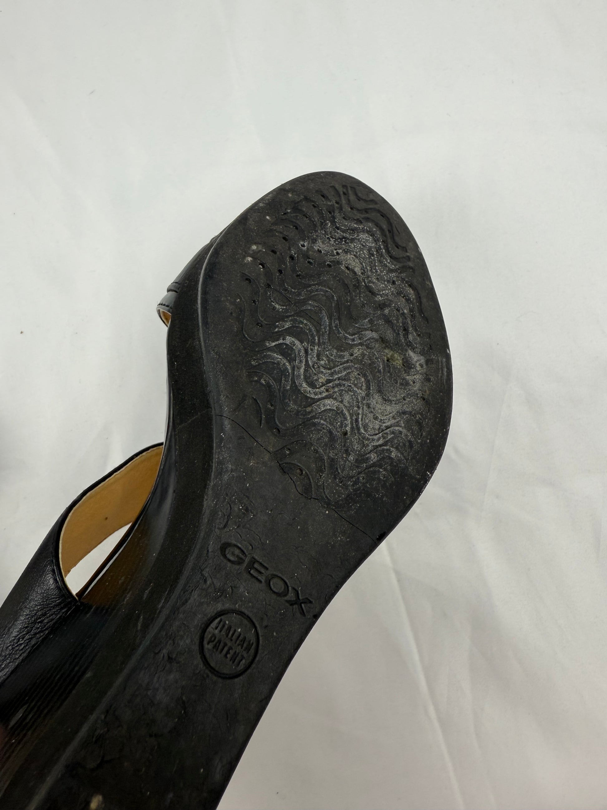 Black real leather wedge heels (39)