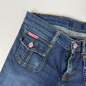 Blue denim low rise bootcut pants (S)