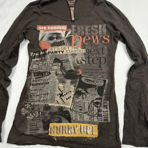 Brown graphic long sleeves top (S/M)
