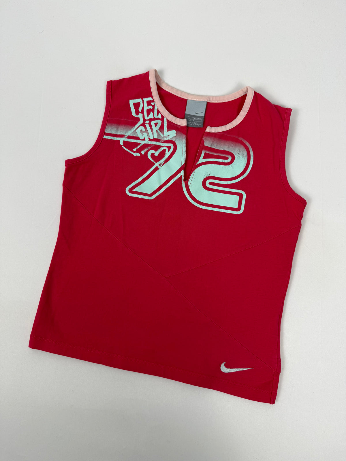 Red graphic activewear top (M)
