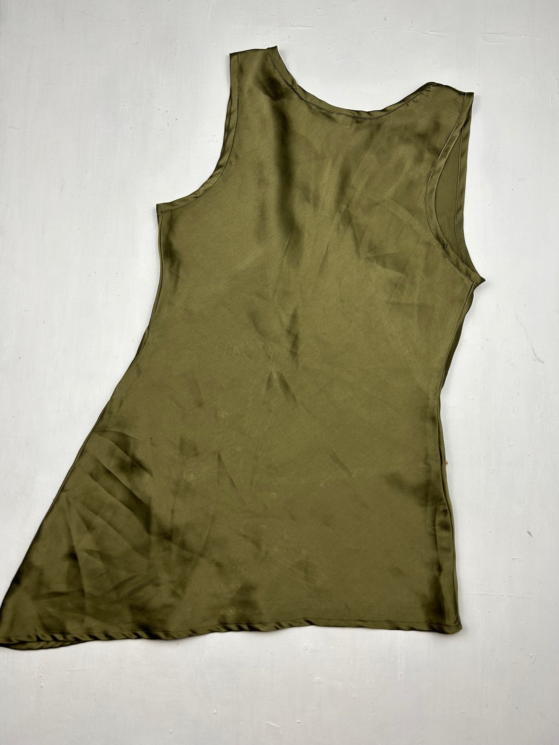 Khaki satin dragonfly asymmetric top (S)