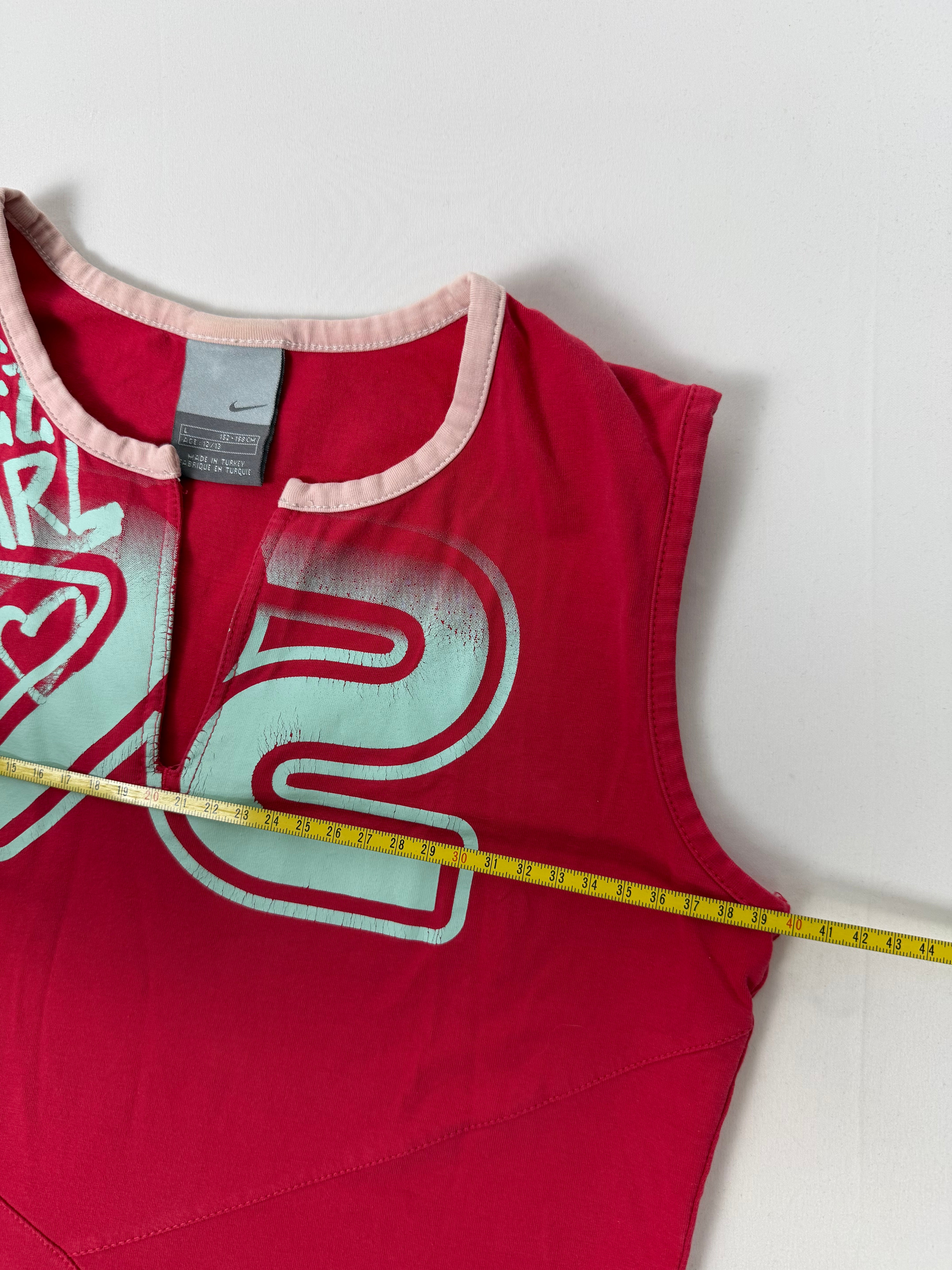 Red graphic activewear top (M)