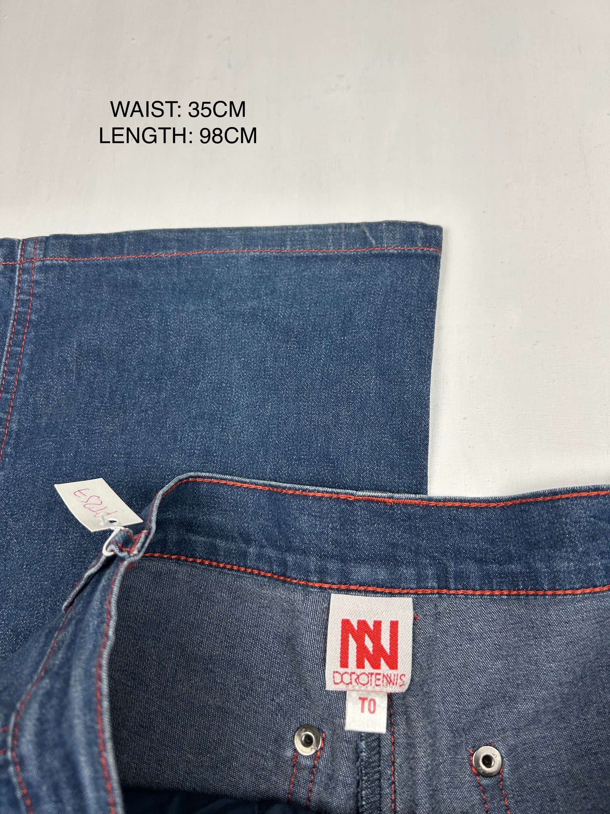 Blue high rise denim straight legs pants (S)