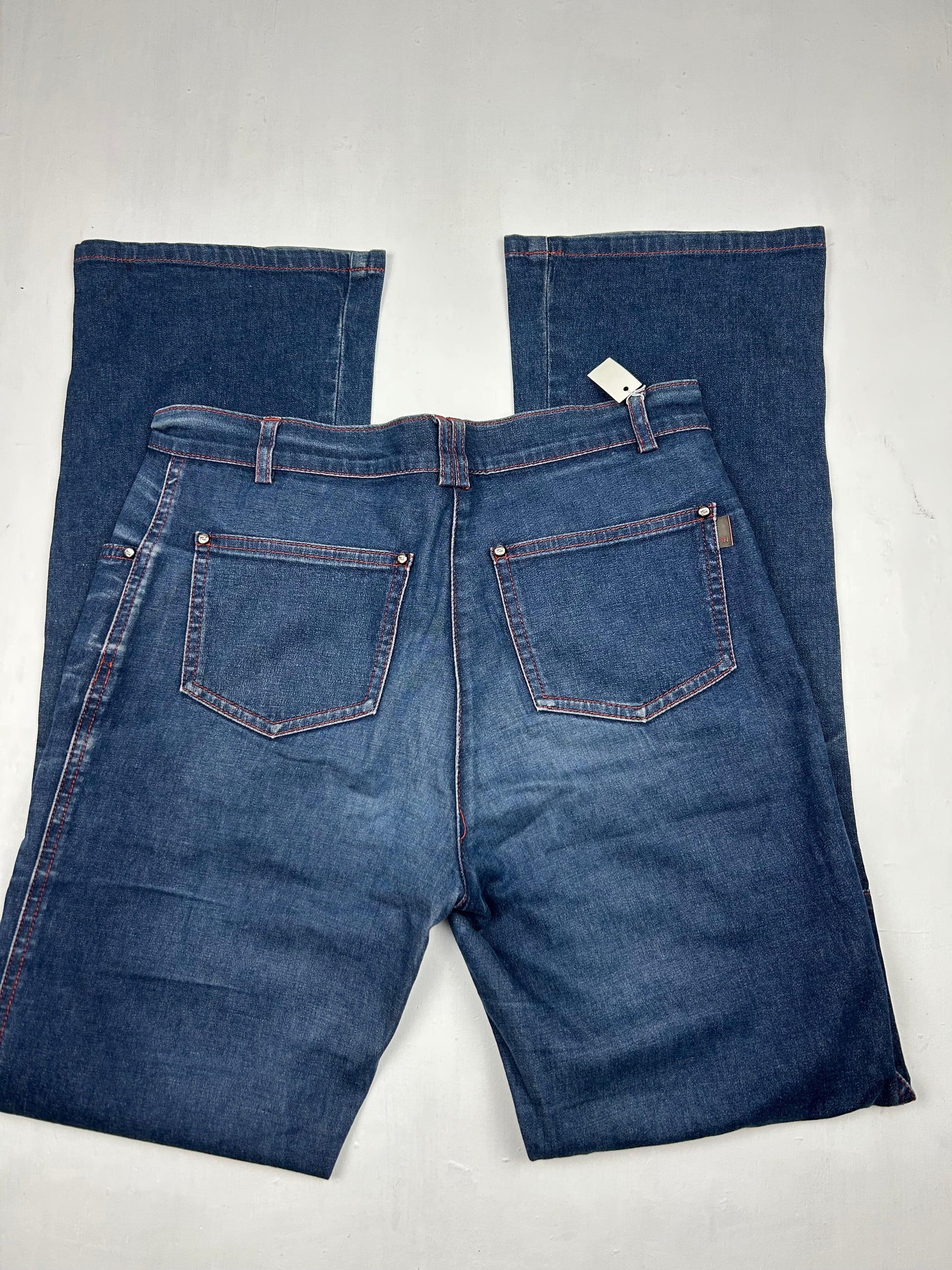Blue high rise denim straight legs pants (S)