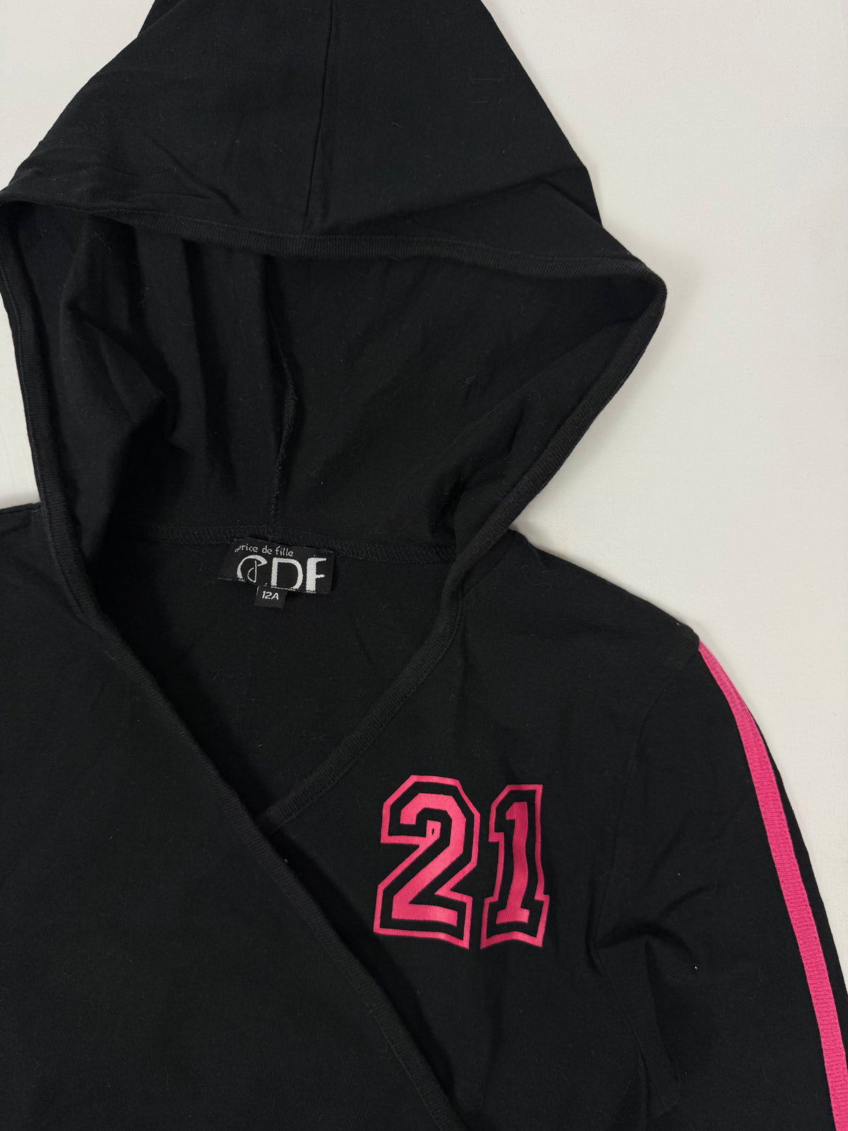Black hooded long sleeves top (S)