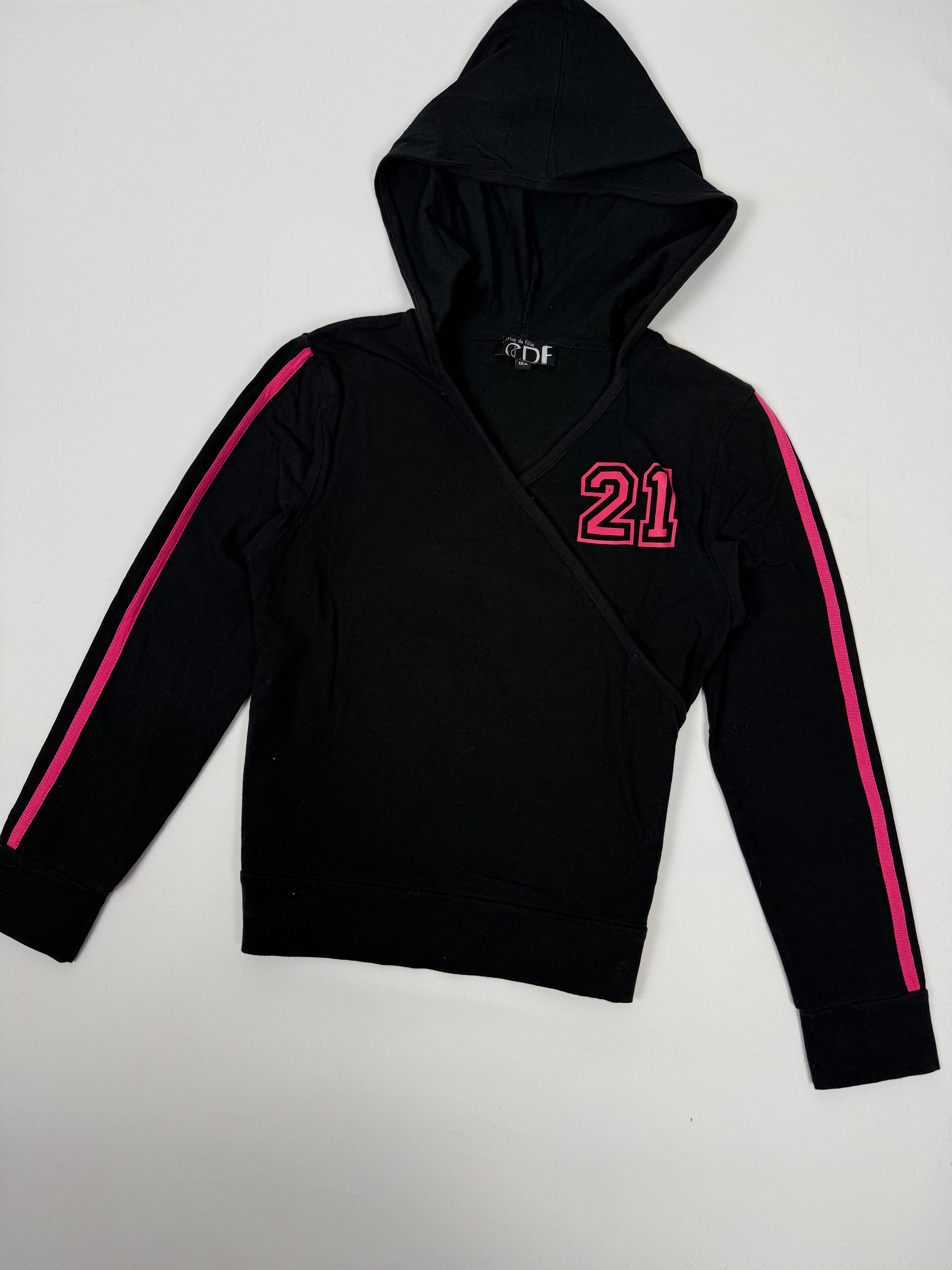Black hooded long sleeves top (S)