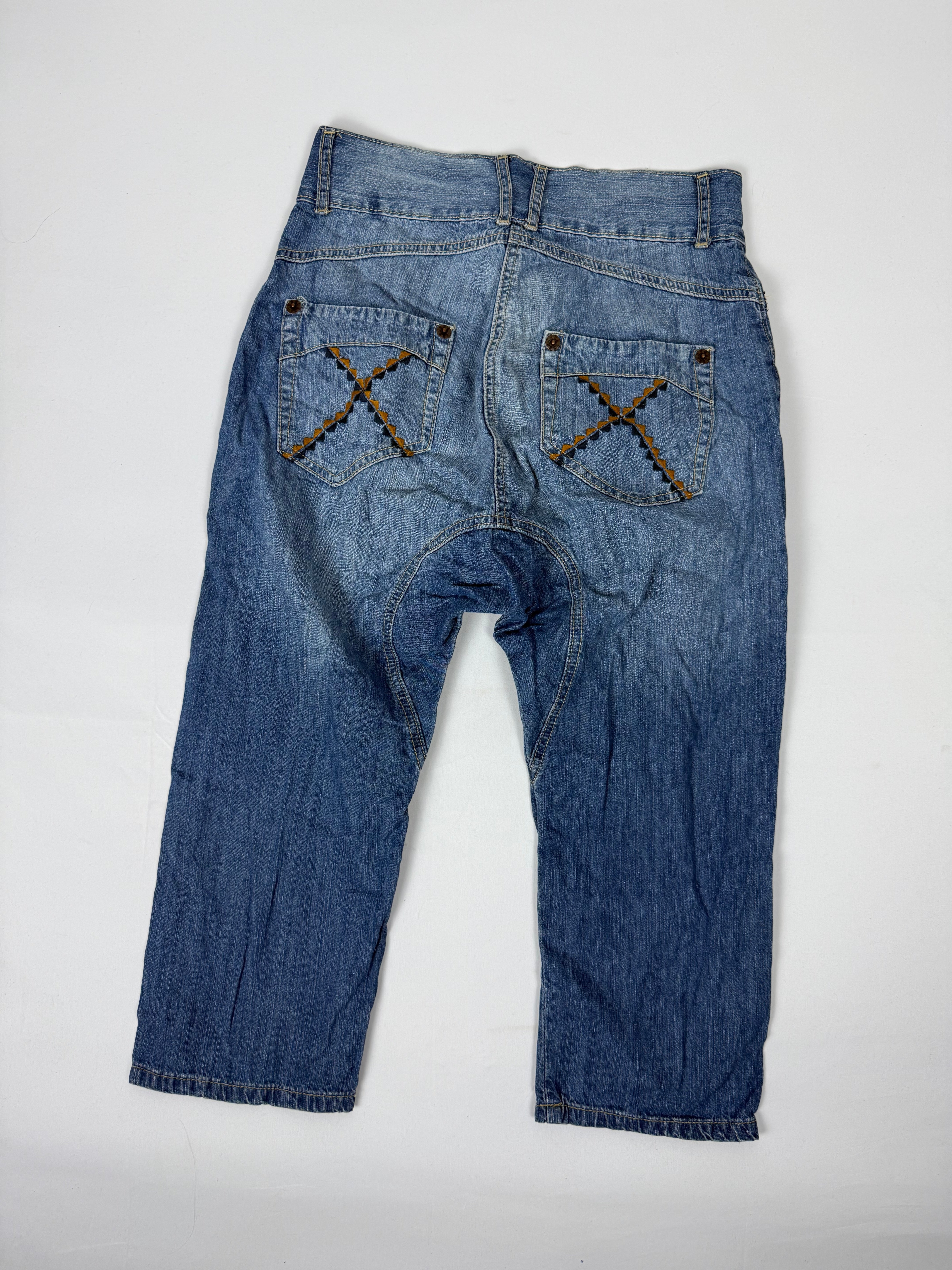 Blue denim sirwal capri pants (S)