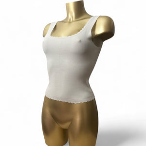 White super stretchy knitted cami top (S)